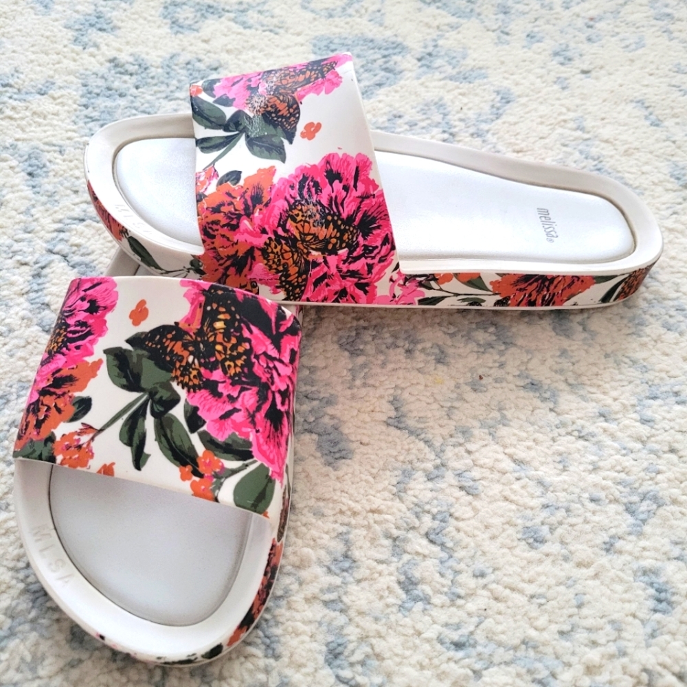 Melissa Beach Slide III in Floral sandals size US 8 - Picture 4 of 6
